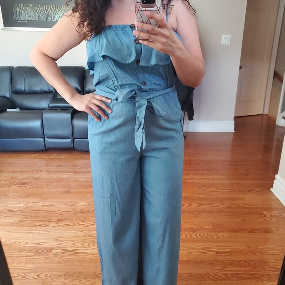 Flying Tomato Chambray Jumpsuit S M L - Picture 4 of 4